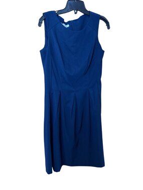 Dressbarn Womens Blue Sleeveless Pleated A-Line Dress Size 8